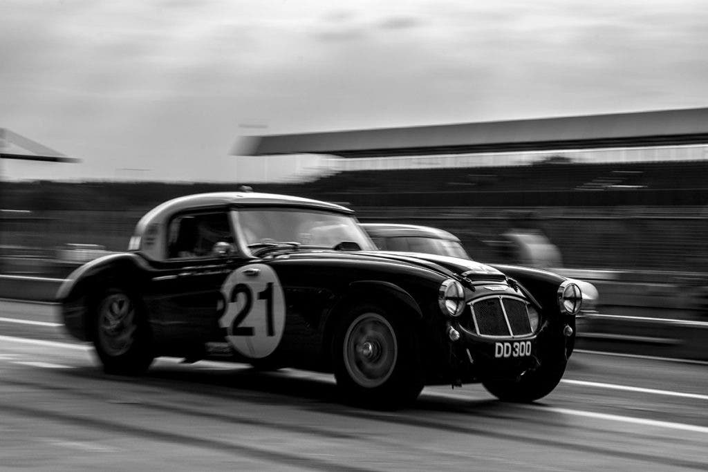 photo noise in film photograph of vintage racecar