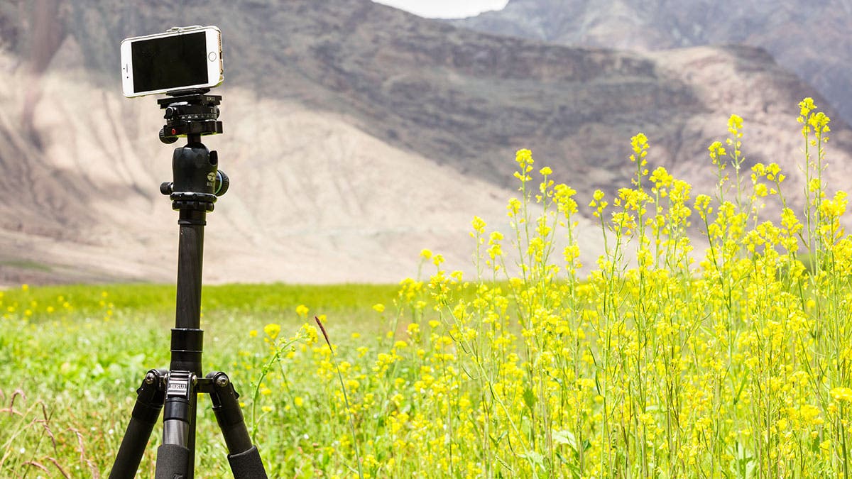 iphone tripod field mountains