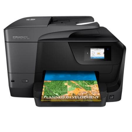 HP OfficeJet Pro 8710 Wireless All-in-One Thermal Inkjet Printer, Up to 22 ppm Black/Up to 18 ppm Color, 1200x1200 dpi Black/Up to 4800x1200 dpi Color, 250 Sheet Standard Input Tray, USB 2.0/Ethernet - Print, Copy, Scan, Fax