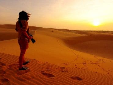 photographer in desert
