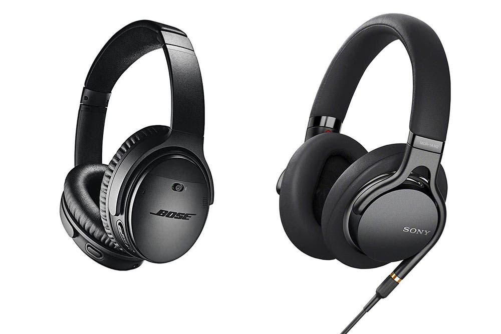 Bose QuietComfort 35 Wireless Headphones II, and Sony MDR-1AM2 Circumaural Wired Headphones with Microphone