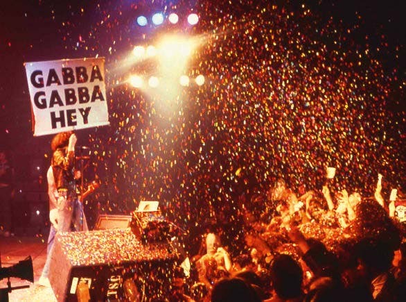 A shot from the New Year's show at the Rainbow Theater in London, England, 1977. Photo courtesy of Danny Fields.