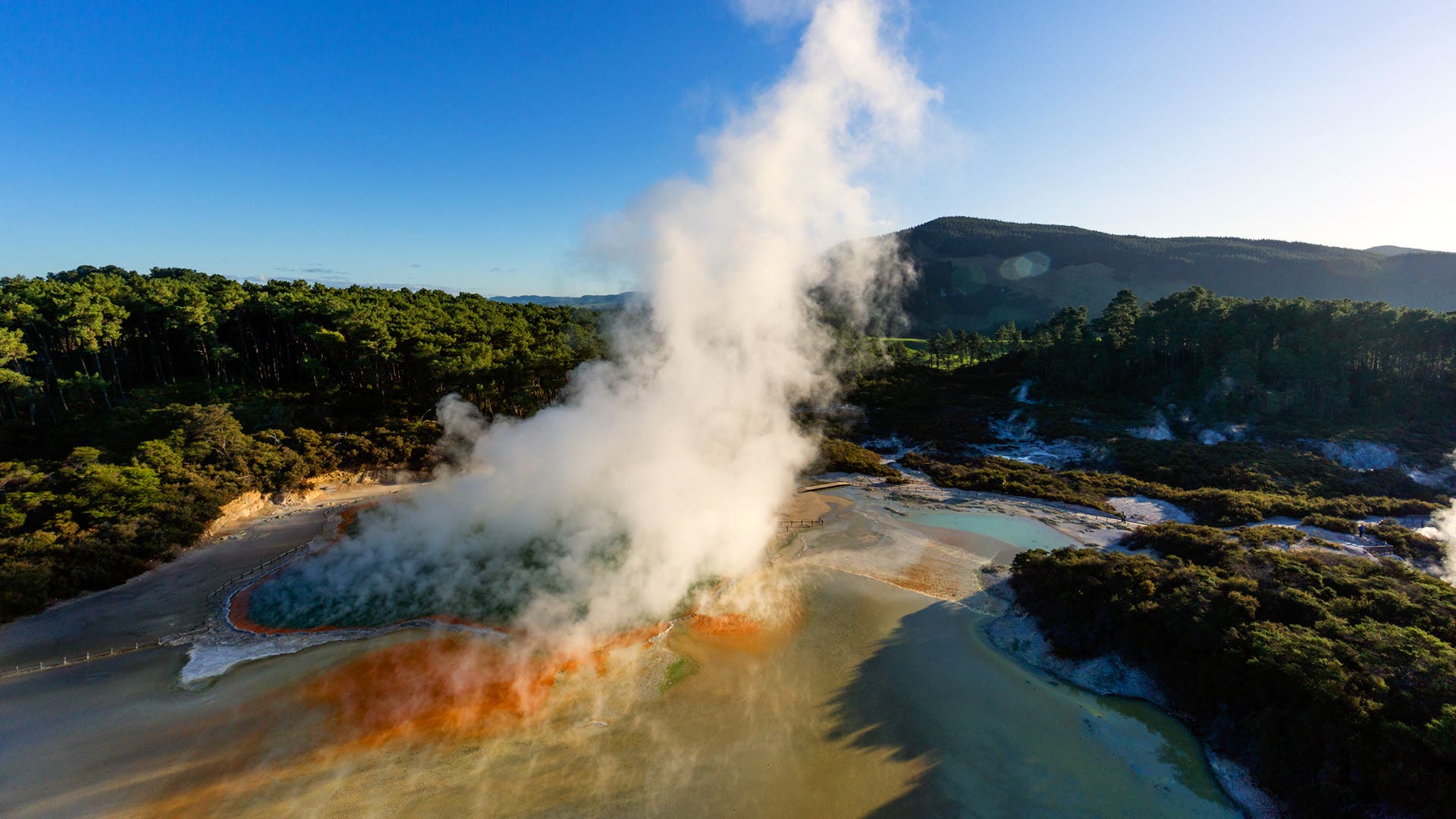 Geothermal activity at Wai-O-Tapu thermal resort, Rotorua New Zealand.