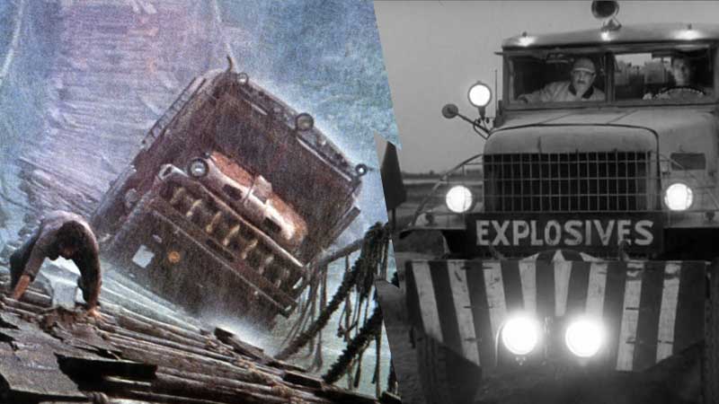 Left: Sorcerer (1977). Image courtesy of Warner Home Video. Right: Wages of Fear (1955). Image courtesy of the Criterion Collection.