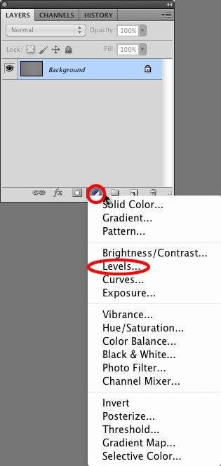 screenshot of photoshop levels adjustment