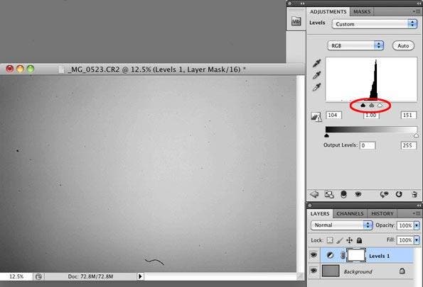 screenshot of photoshop levels adjustment
