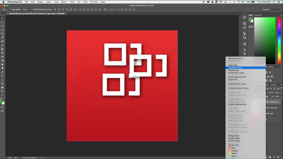 the Layer menu in Photoshop CC