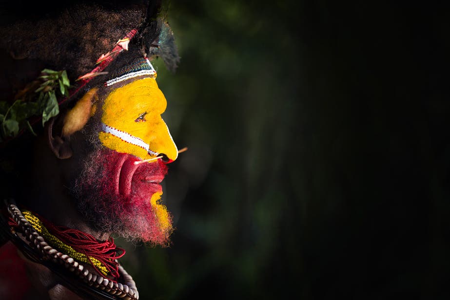 A proud Huli wigman photographed in Papua New Guinea. Home to 7 million people who claim around 800 official languages between them, PNG is a cultural wonder with numerous tribes still living out their lives with little or no influence from modern western society. Traveling amongst the various remote villages is a welcoming and joyful experience, with the natives extremely loyal to their traditional ways yet always keen to share their knowledge and customs with me.