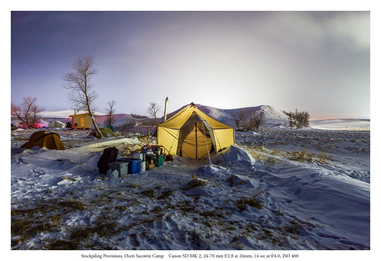 Residents of the Oceti Sacowin Camp are forced to arrive able to be entirely self sufficient and must stockpile food and fuel for the duration of their stay.