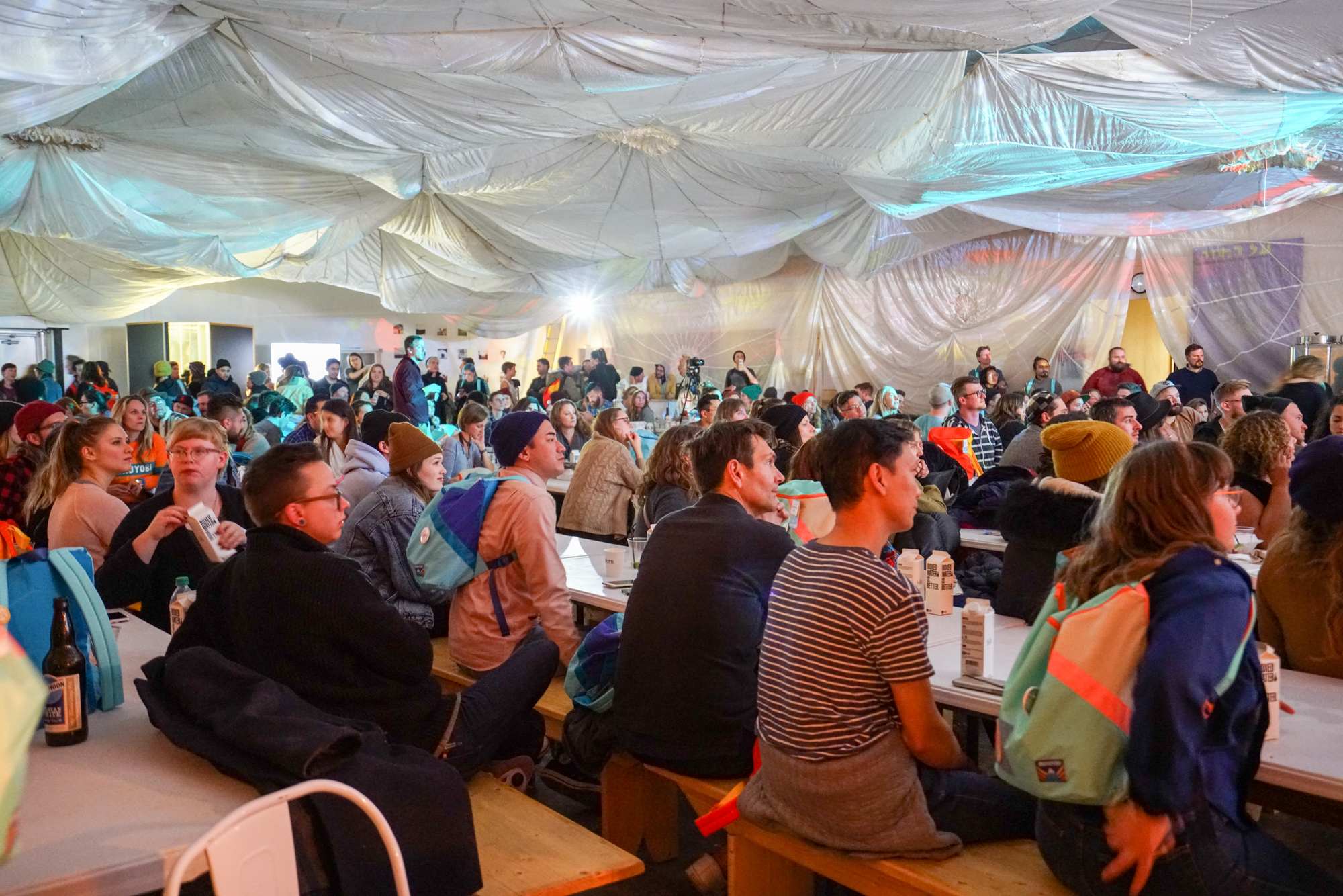The main tent at Field Trip where communal meals were held between workshops. Taken with Sony A7rii ©Liz Daza