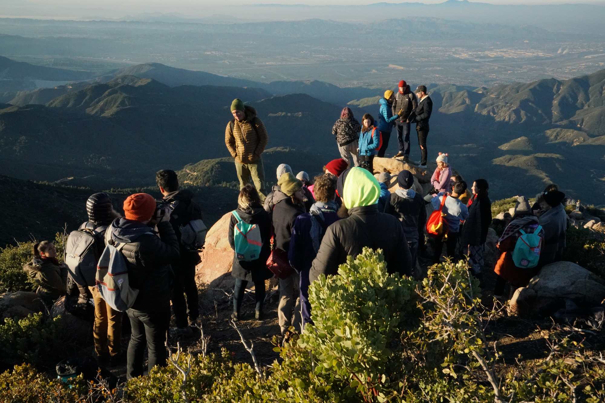 Chris Burkard leads a sunrise photo hike sponsored by Sony during the 2017 Yeah Field Trip in Lake Arrowhead California. Taken with Sony A7Rii. © Liz Daza