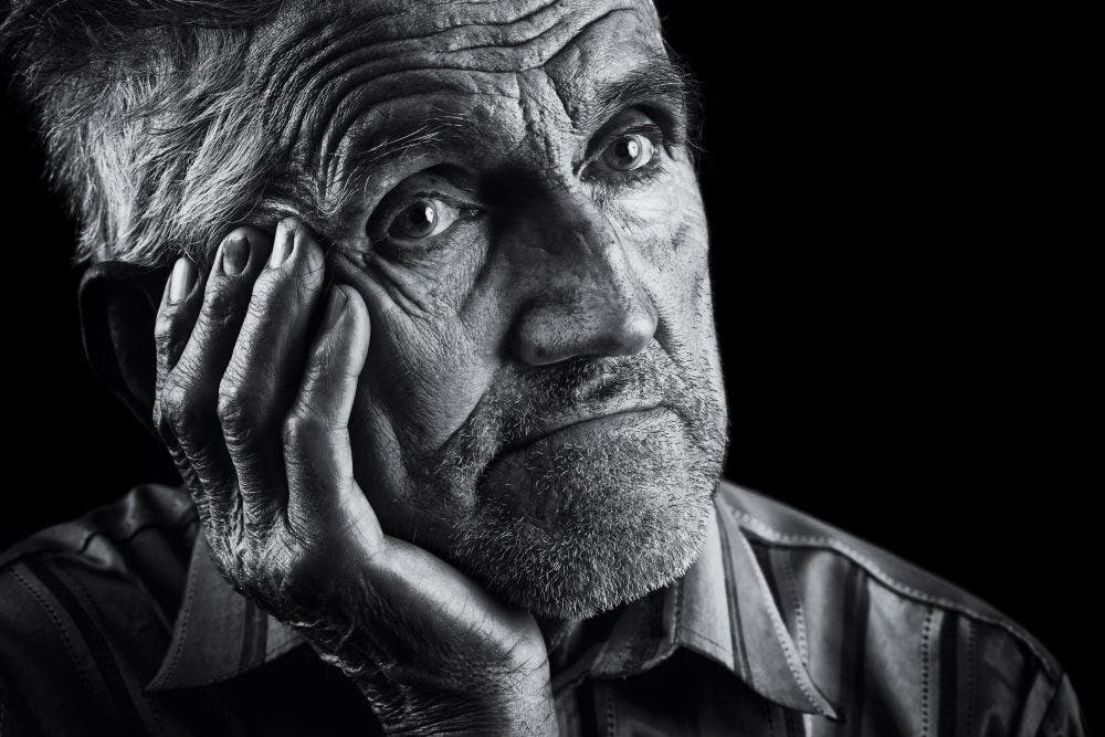 black and white portrait of man