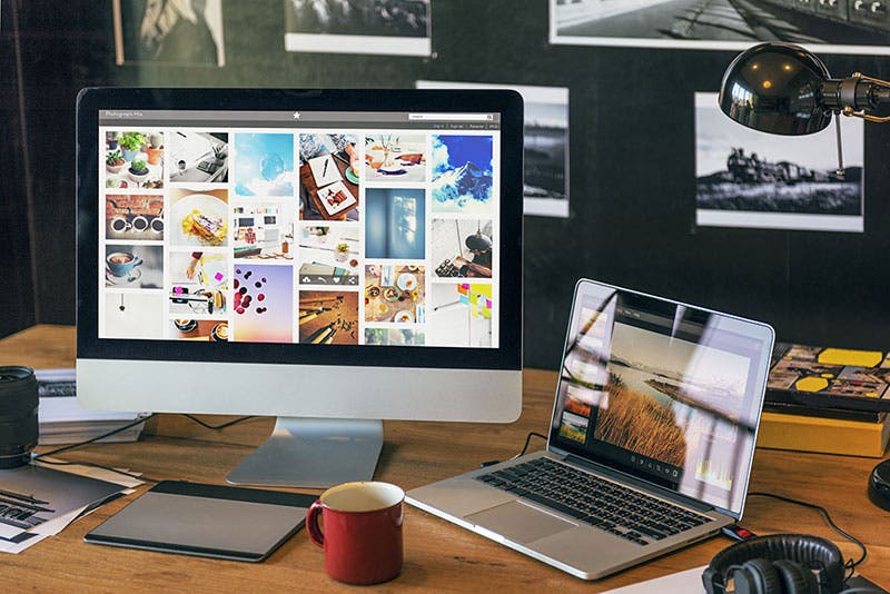 viewing photos on laptop and computer