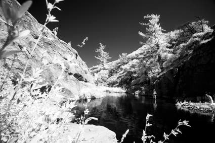 cliff diving infrared photography