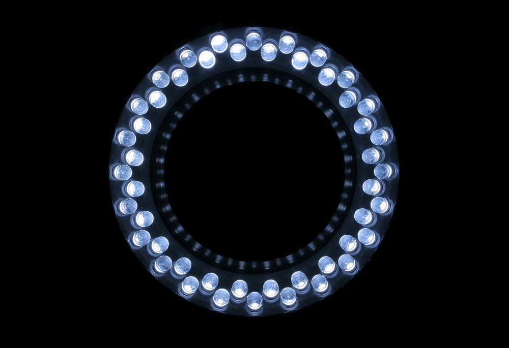 circular light on black background