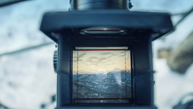 viewfinder of a medium format camera