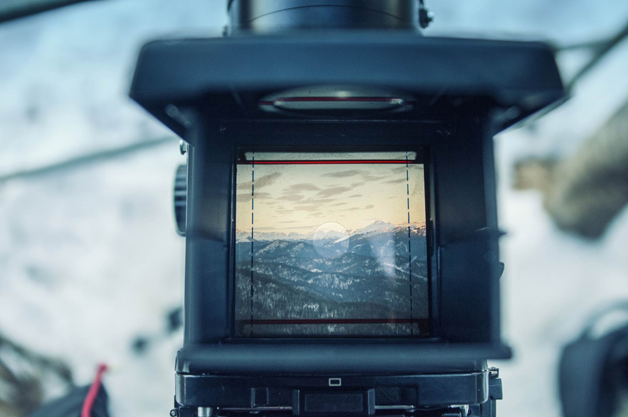 viewfinder of a medium format camera