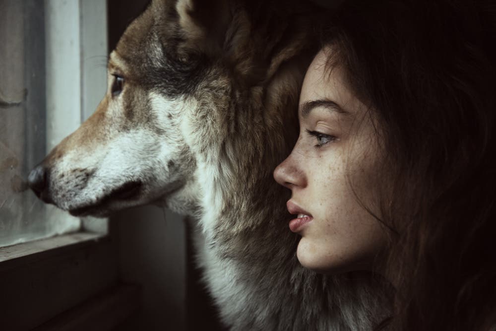 feminine with dog photography