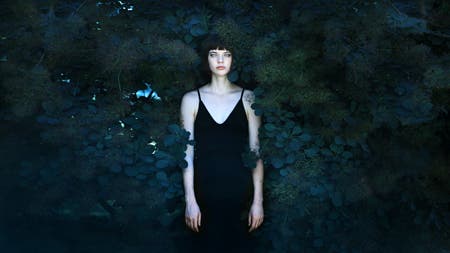 model in black dress photography