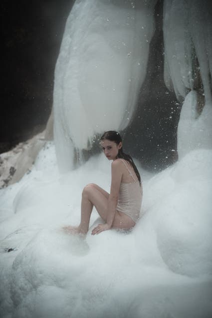 feminine in ice cave