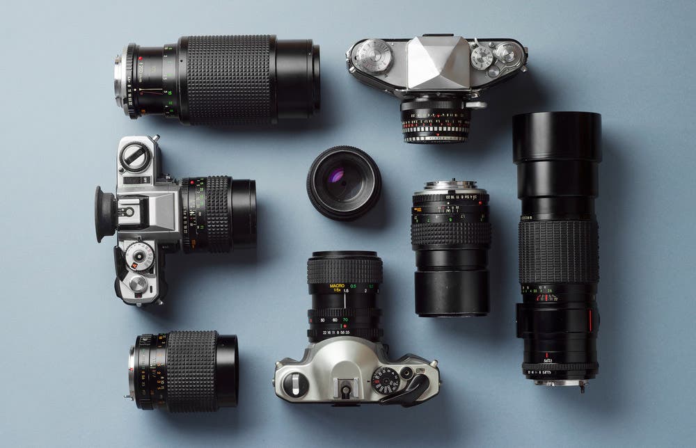 Top View Shot of Cameras and Lenses