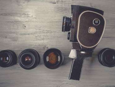 vintage video camera with cinema lenses