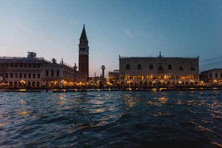 city lights and river travel photography
