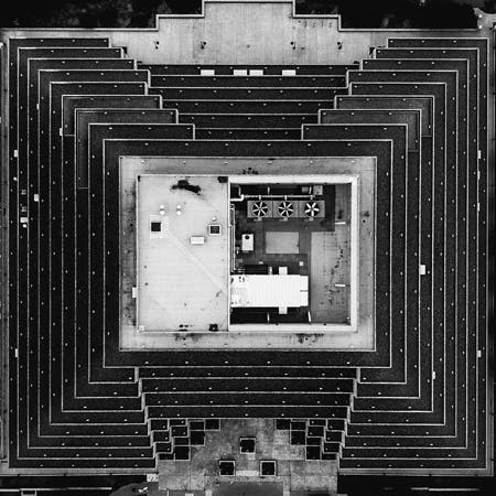 op of building drone photography
