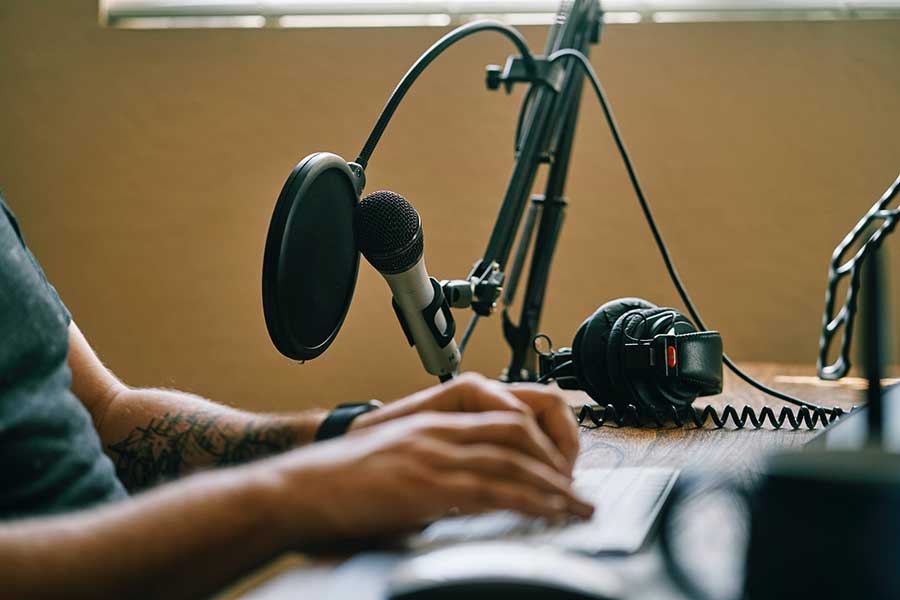 man working on his home studio