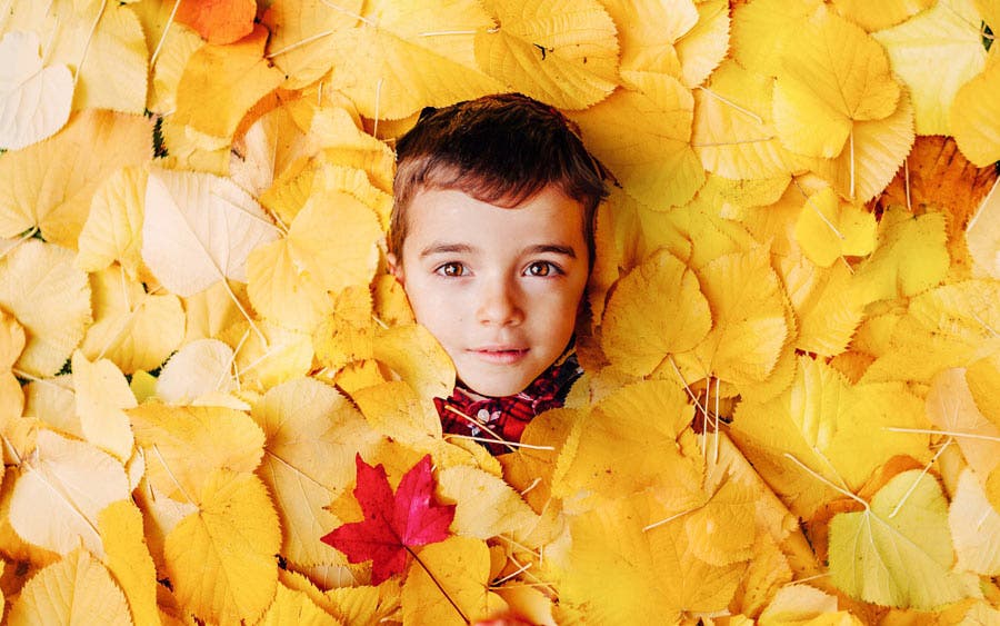 boy lying in leaves travel photography