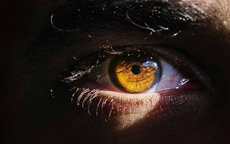 close up of man’s hazel eye