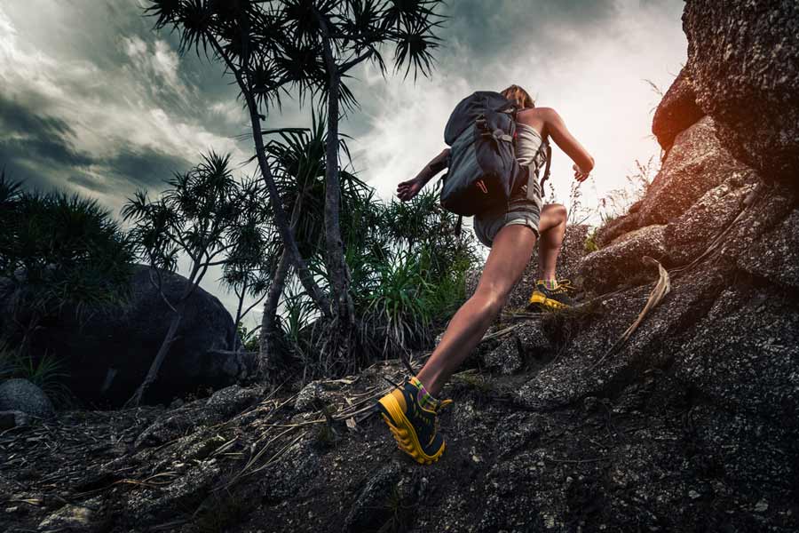 Woman hiking with a backpack