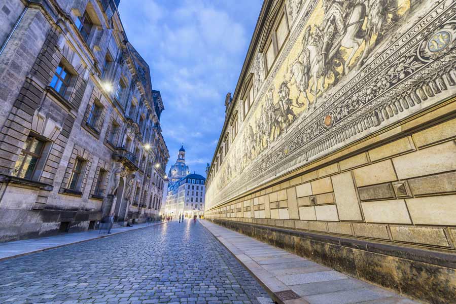 Night shot of Dresden architecture in Germany