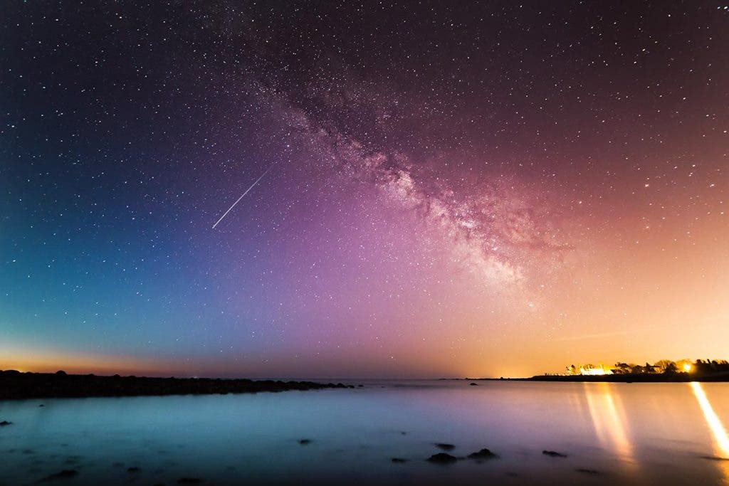 night sky with shooting star
