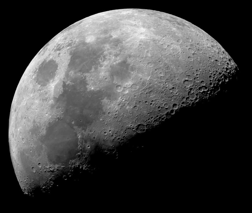 Close up shot of the moon’s surface