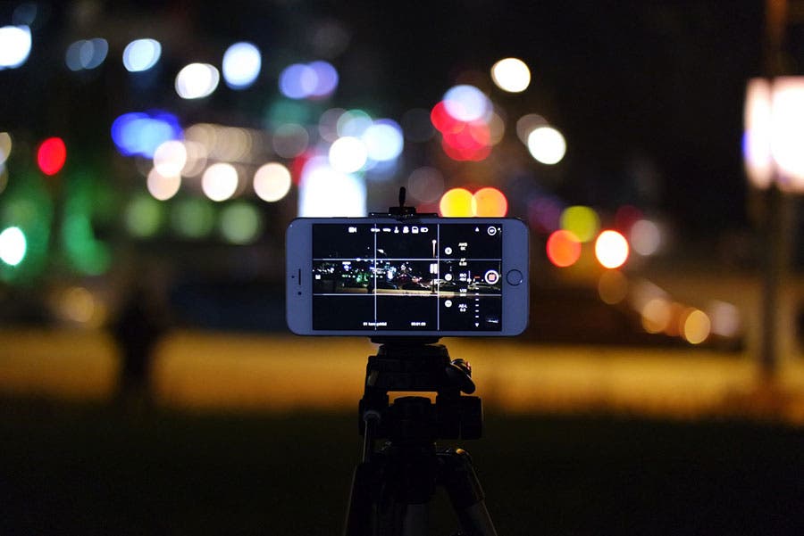 an iPhone 6 mounted on a tripod