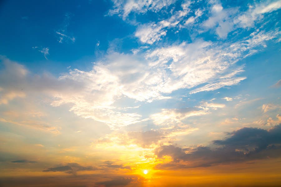Blue and orange sunset sky