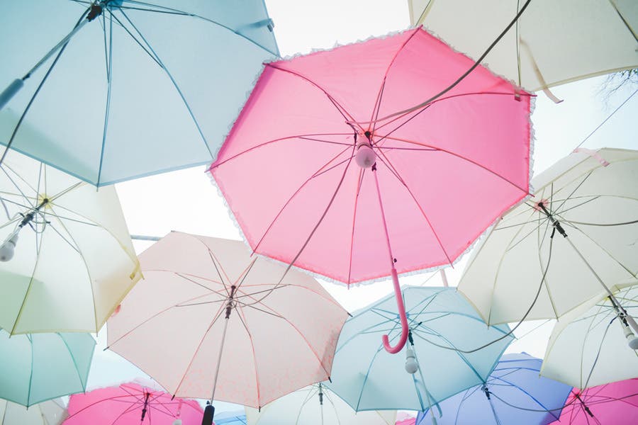 Pastel colored umbrellas