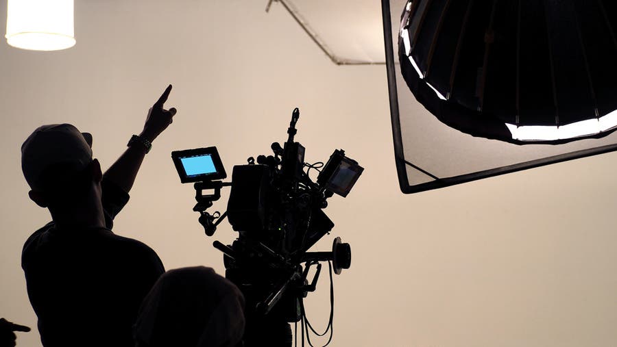 Silhouette shot of film set behind the scenes