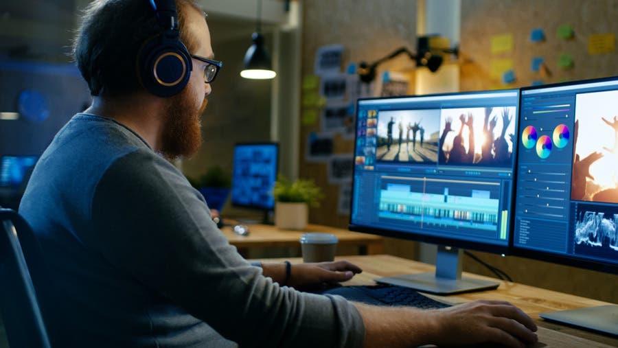 Cinematographer editing his work
