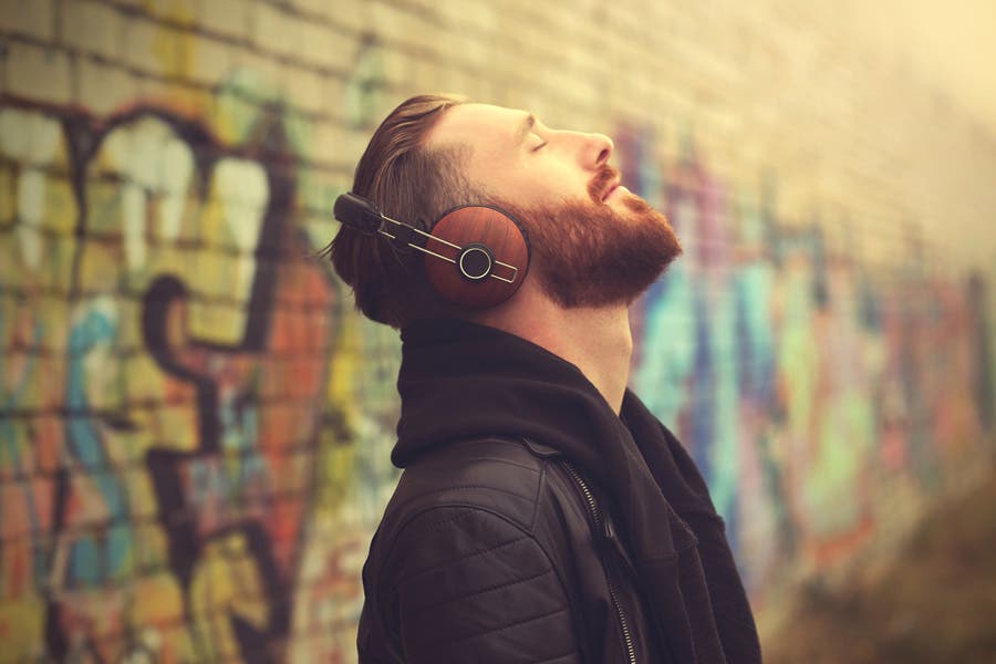 side portrait of a man looking up