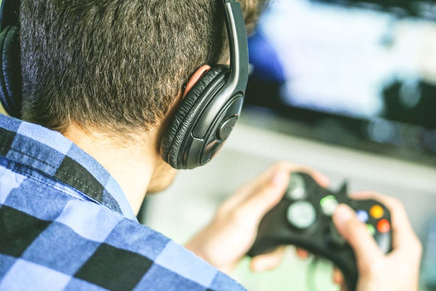 Gamer wearing headphones