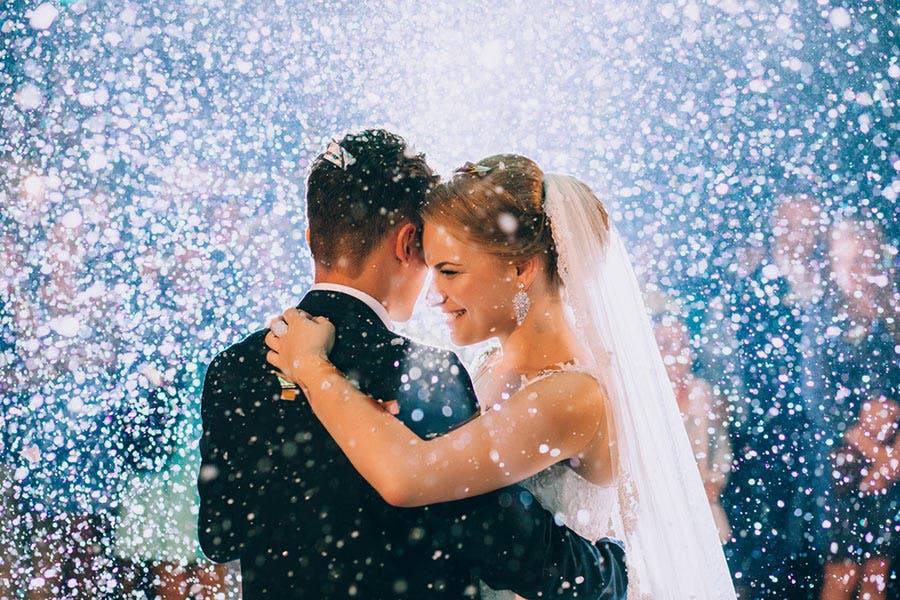candid photo of couple during first dance