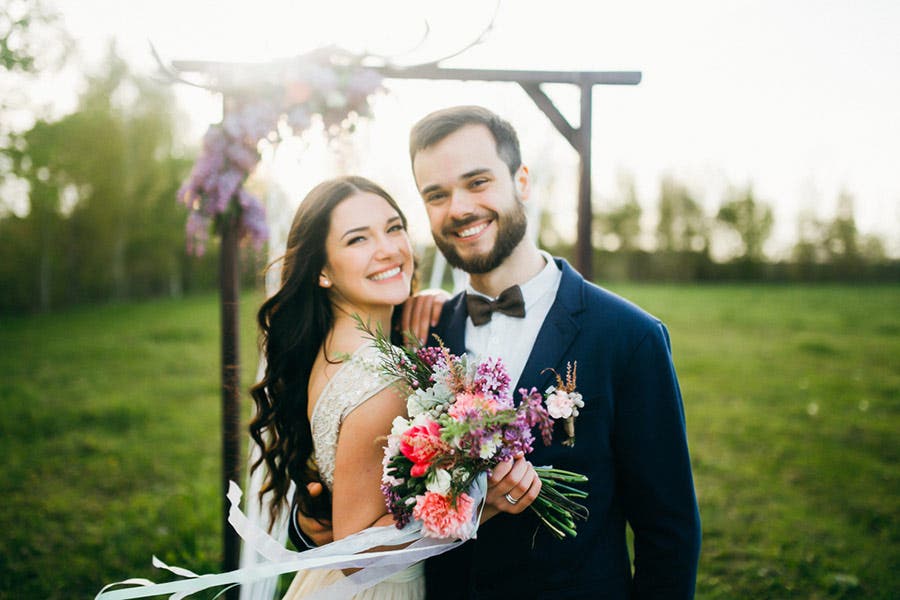 wedding photo of couple using natural light
