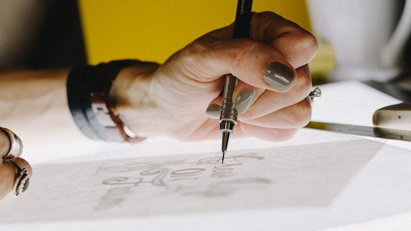 creative woman drawing