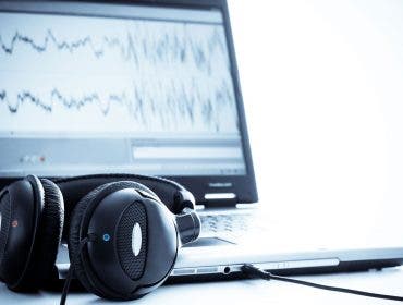 Music production software loaded on laptop
