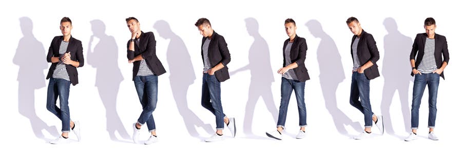male model doing a couple of different poses