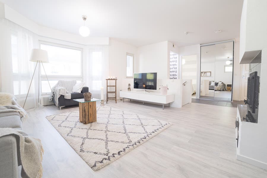 wide angle shot of living room