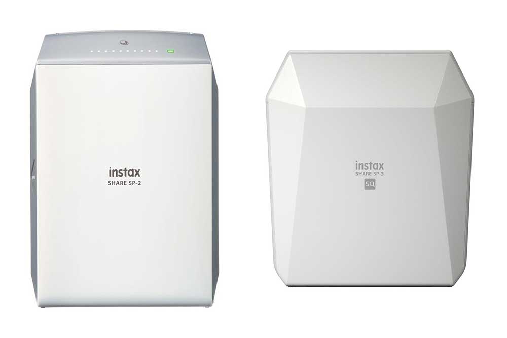 Fujifilm instax SHARE SP-2 Smartphone Printer (left) and Fujifilm instax SHARE SP-3 Smartphone Printer (right)