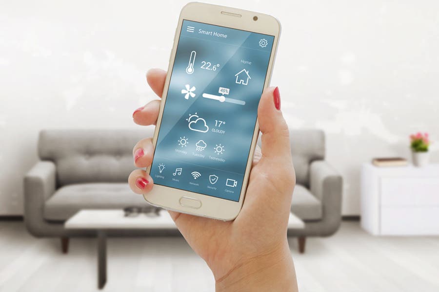 controlling smart thermostat in living room with phone app